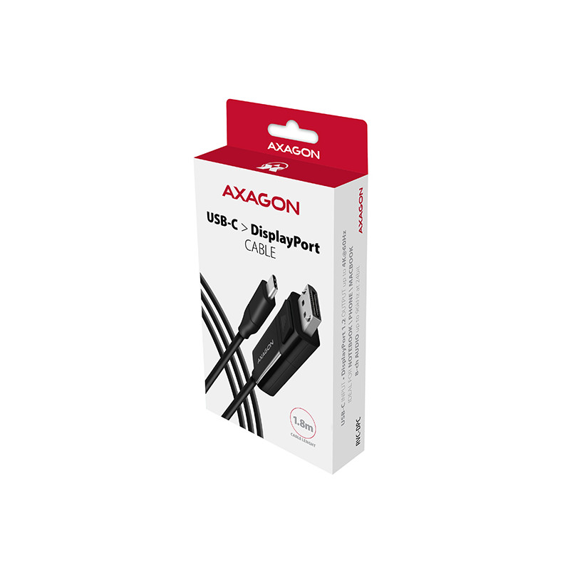 AXAGON RVC-DPC, USB-C - DisplayPort redukcia/kábl 1.8m, 4K/60Hz