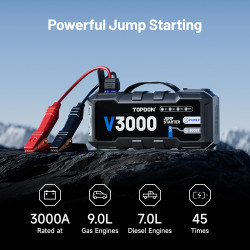 VIKING - TOPDON Car Jump Starter V3000/3000A/12V vozidla/24000mAh/9l benzín/7l diesel/LED svetlo |