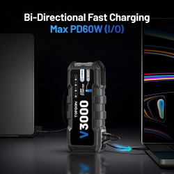 VIKING - TOPDON Car Jump Starter V3000/3000A/12V vozidla/24000mAh/9l benzín/7l diesel/LED svetlo |