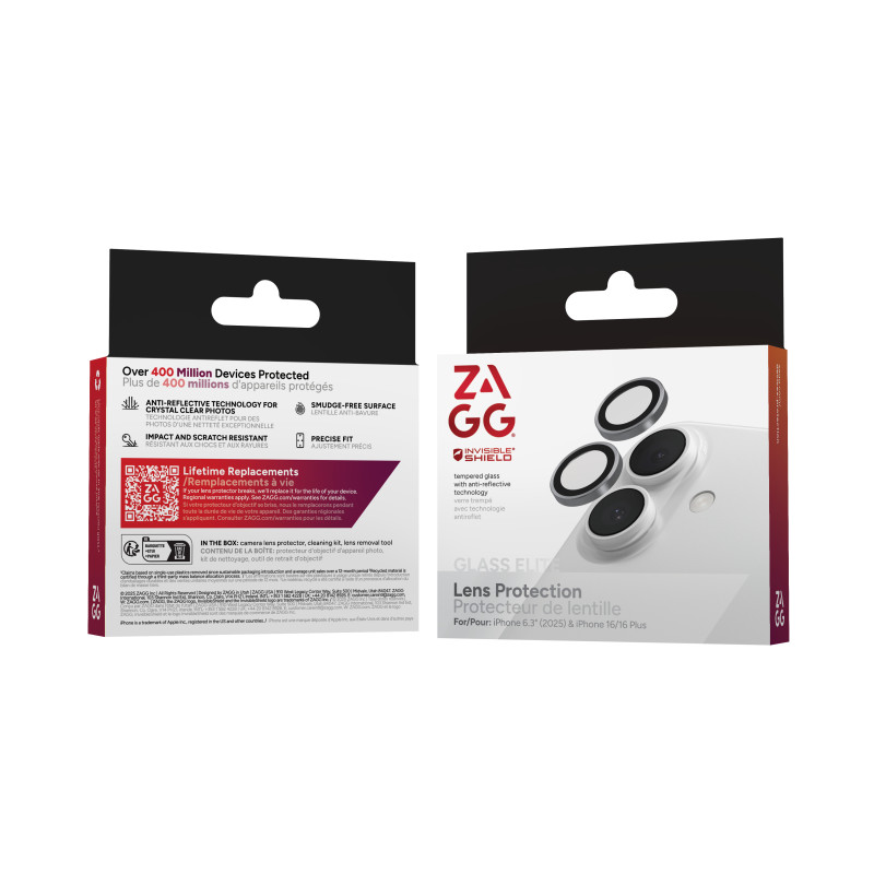 ZAGG Ochranná čočka Premium pre Apple iPhone Byrce/16/16+ - strieborná