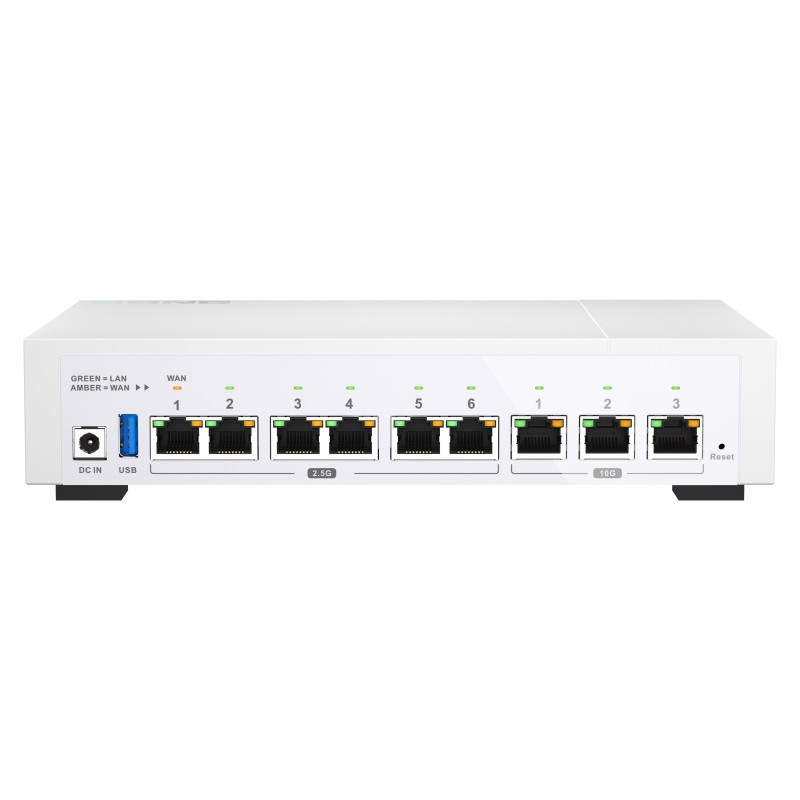 QNAP SD-WAN router QHora-322 (4-jadrový procesor, 4GB DDR4 RAM, 6x 2,5GbE, 3x 10GbE, 1x USB 3.2 Gen1)