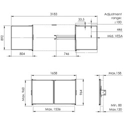 VOGELS - Vogel's RISE WBS65 keramické tabule so závesmi pre 65'' obrazovky na stojanoch RISE 200x/420x