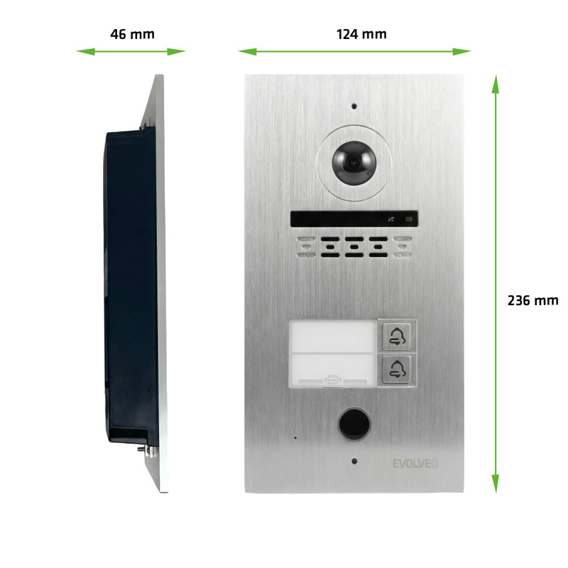 EVOLVEO DoorPhone ID-2, 2-drôtový videotelefón pre dva byty s RFID, odtlačkom prsta a podporou ONVIF ka