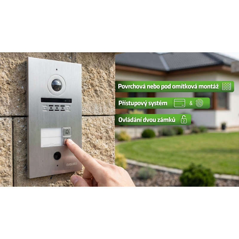 EVOLVEO DoorPhone ID-2, 2-drôtový videotelefón pre dva byty s RFID, odtlačkom prsta a podporou ONVIF ka