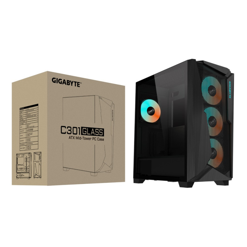 GIGABYTE C301 GLASS/Midi Tower/Transpar./Čierna