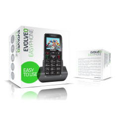 EVOLVEO EasyPhone, mobilný telefón pre seniorov s nabíjacím stojanom, čierna