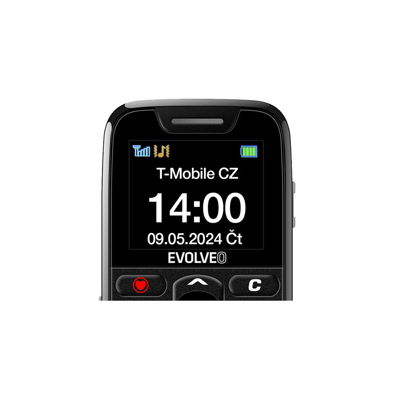 EVOLVEO EasyPhone, mobilný telefón pre seniorov s nabíjacím stojanom, čierna