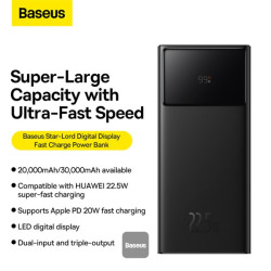 NONAME - Baseus power banka Star-Lord 30000 mAh 22,5 W USB/USB-C čierna