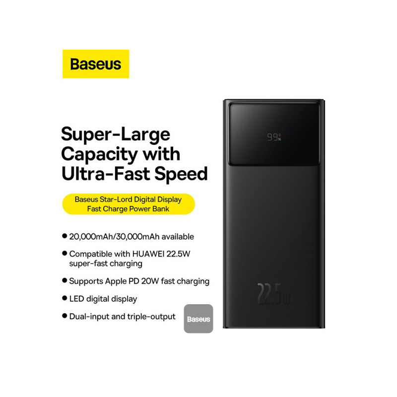 NONAME - Baseus power banka Star-Lord 30000 mAh 22,5 W USB/USB-C čierna