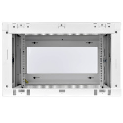 EATON - Skriňa SmartRack 6U, Š-600mm, Hl-450mm, hĺbka pre prepínače, presklené dvere, montáž na stenu, biela