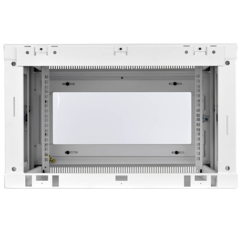 EATON - Skriňa SmartRack 6U, Š-600mm, Hl-450mm, hĺbka pre prepínače, presklené dvere, montáž na stenu, biela
