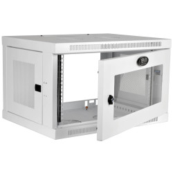 EATON - Skriňa SmartRack 6U, Š-600mm, Hl-450mm, hĺbka pre prepínače, presklené dvere, montáž na stenu, biela