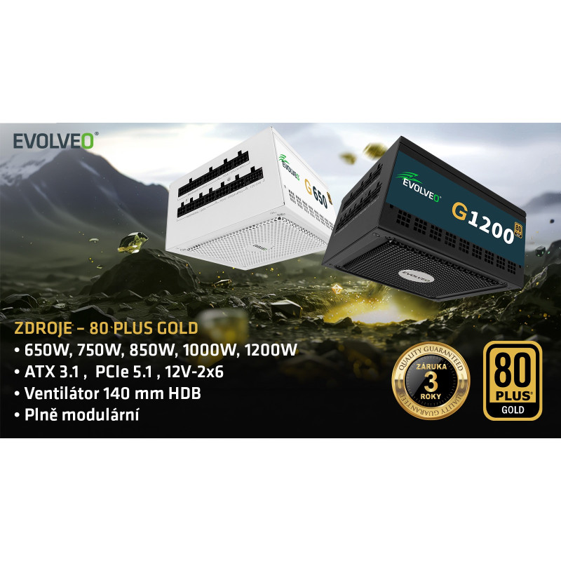 EVOLVEO G650, 650W/ ATX 3.1/ 80+ GOLD/ Modular
