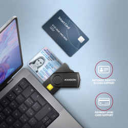 AXAGON CRE-SMP2A, USB-A + USB-C PocketReader 4-slot čítačka Smart card (eObčanka) + SD/microSD/SIM