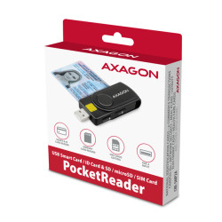AXAGON CRE-SMP2A, USB-A + USB-C PocketReader 4-slot čítačka Smart card (eObčanka) + SD/microSD/SIM