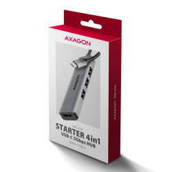 AXAGON HMC-H3A, USB 5Gbps húb, 3x USB-A, HDMI 4k/30Hz, kábel USB-C 15cm