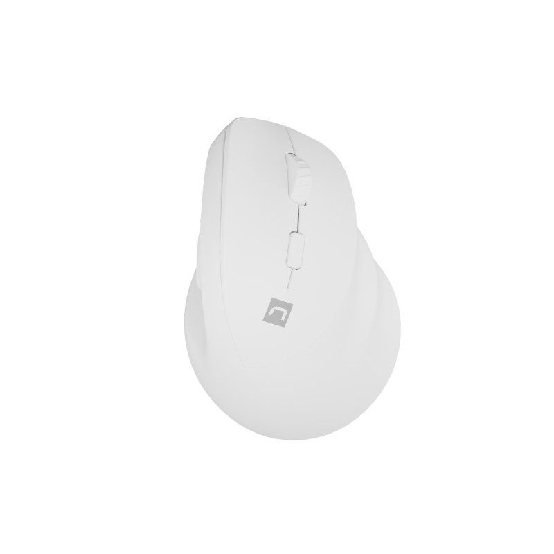 Bezdrôtová myš Natec CRAKE 2/Kancelárska/Optická/2 400 DPI/USB+BT/Biela/Vertikálna/Optická/Pre pravák