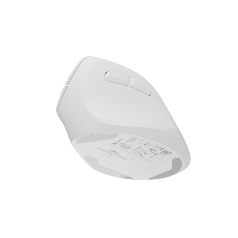 Bezdrôtová myš Natec CRAKE 2/Kancelárska/Optická/2 400 DPI/USB+BT/Biela/Vertikálna/Optická/Pre pravák