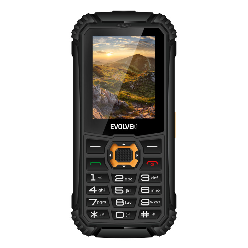 EVOLVEO StrongPhone Q1, IP68 odolný Dual SIM telefón, 2,4'' LCD, 1800mAh, černo-oranžový