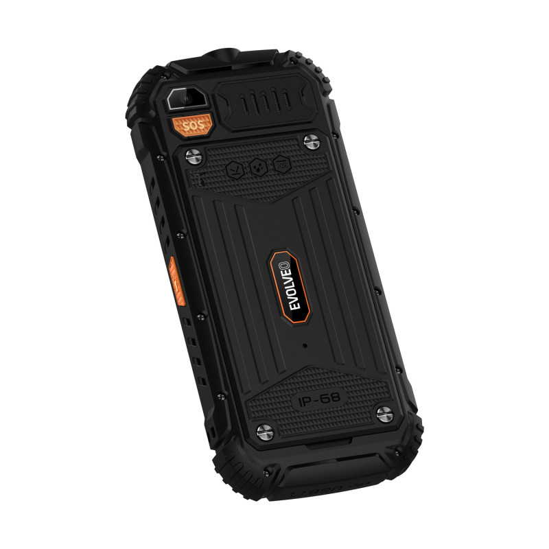 EVOLVEO StrongPhone Q1, IP68 odolný Dual SIM telefón, 2,4'' LCD, 1800mAh, černo-oranžový