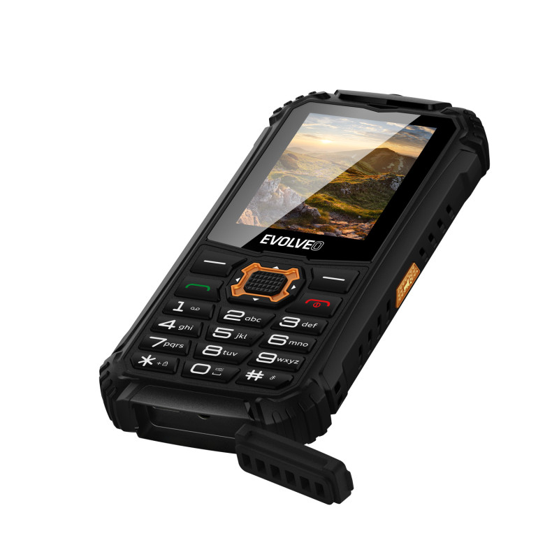EVOLVEO StrongPhone Q1, IP68 odolný Dual SIM telefón, 2,4'' LCD, 1800mAh, černo-oranžový