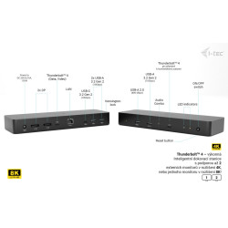 i-tec Thunderbolt 4 Intelligent Dual Display Docking Station, Power Delivery 90W