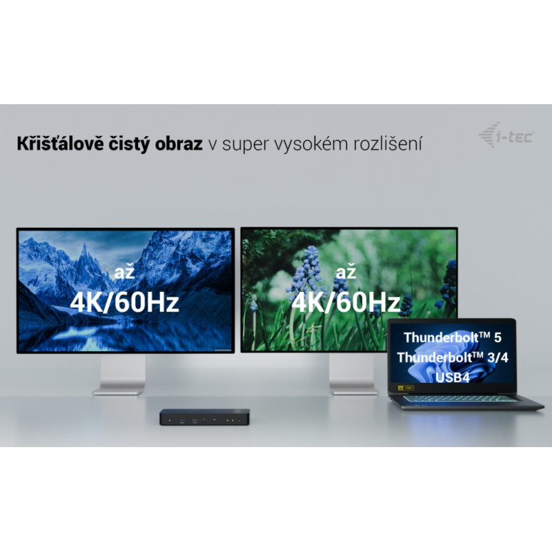 i-tec Thunderbolt 4 Intelligent Dual Display Docking Station, Power Delivery 90W