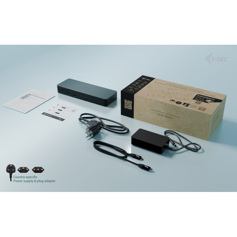 i-tec Thunderbolt 4 Intelligent Dual Display Docking Station, Power Delivery 90W