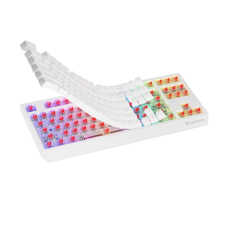 GENESIS herná klávesnica THOR 230/TKL/RGB/Outemu Red/Bezdrôtová USB + Bluetooth/US layout/Biela