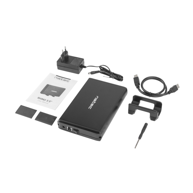 Externý box pre HDD 3,5'' USB 3.0 Natec Rhino, čierny, vrátane napájacieho adaptéra