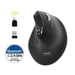 NONAME - PORT CONNECT ERGO AUDITOR/Vertikálna/Optická/Pre pravákov/4 800 DPI/USB+BT/Čierna