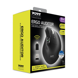 NONAME - PORT CONNECT ERGO AUDITOR/Vertikálna/Optická/Pre pravákov/4 800 DPI/USB+BT/Čierna