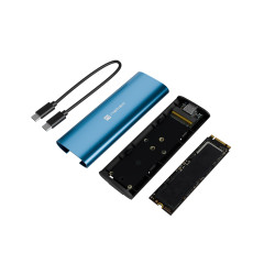Externý box pre SSD Natec RHINO M.2 NVME LITE USB-C 3.2 GEN 2, hliníkové telo, HORIZON BLUE