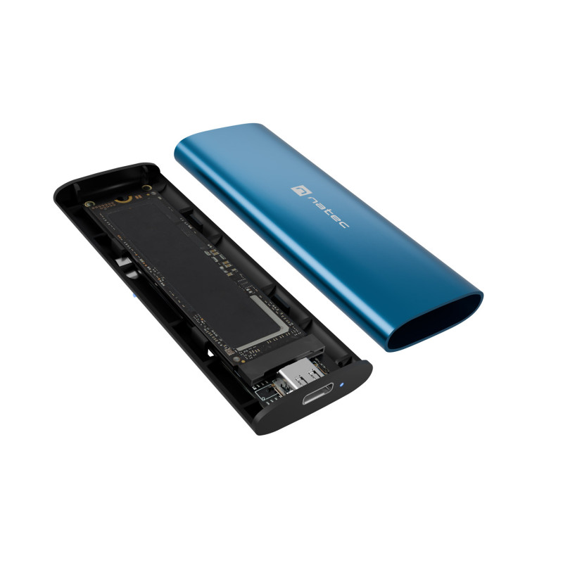 Externý box pre SSD Natec RHINO M.2 NVME LITE USB-C 3.2 GEN 2, hliníkové telo, HORIZON BLUE