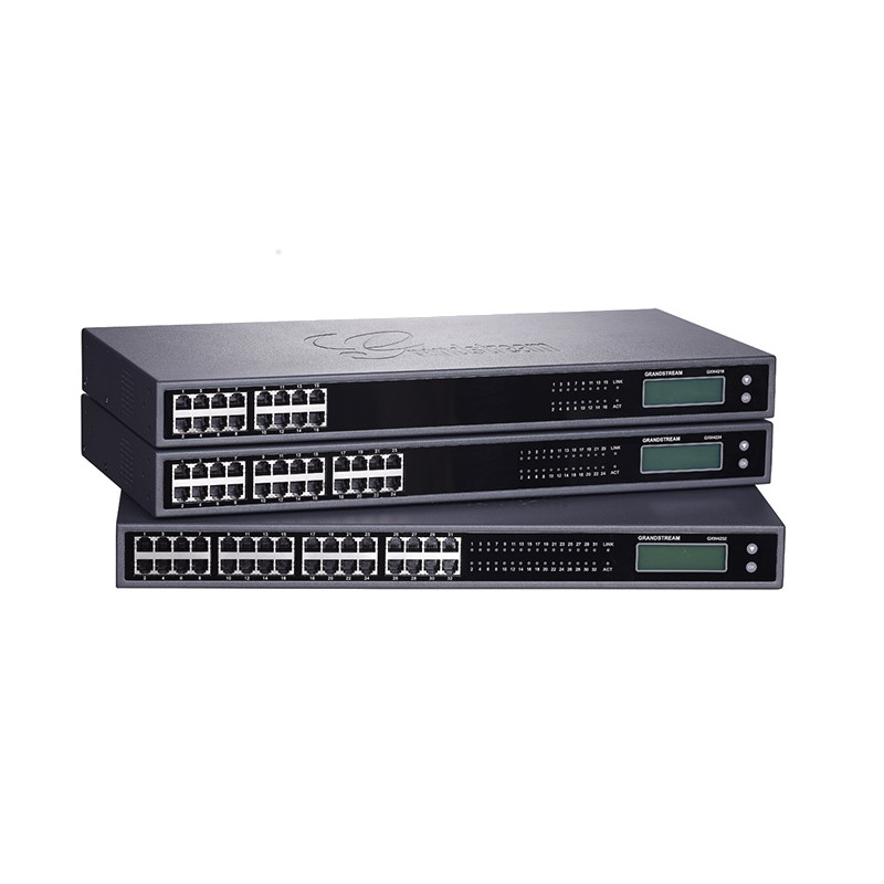 Grandstream GXW4216 V2, VoIP, SIP, 16x FXS, 1x Gbit LAN, grafický displej, RJ21, rack