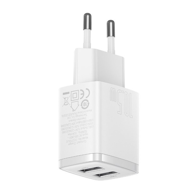NONAME - Baseus nabíjačka do siete Compact 2xUSB 10,5W biela