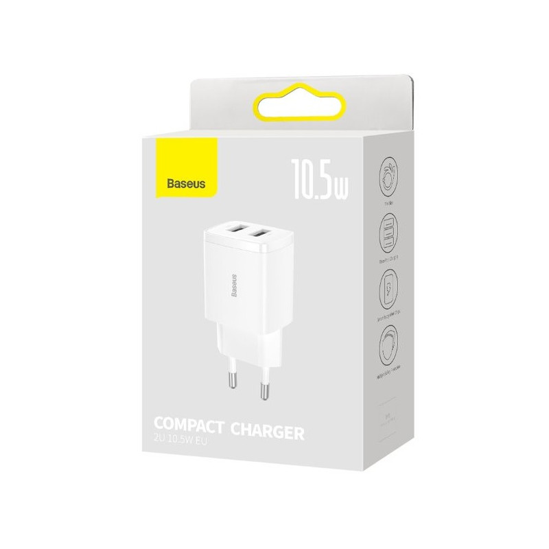 NONAME - Baseus nabíjačka do siete Compact 2xUSB 10,5W biela