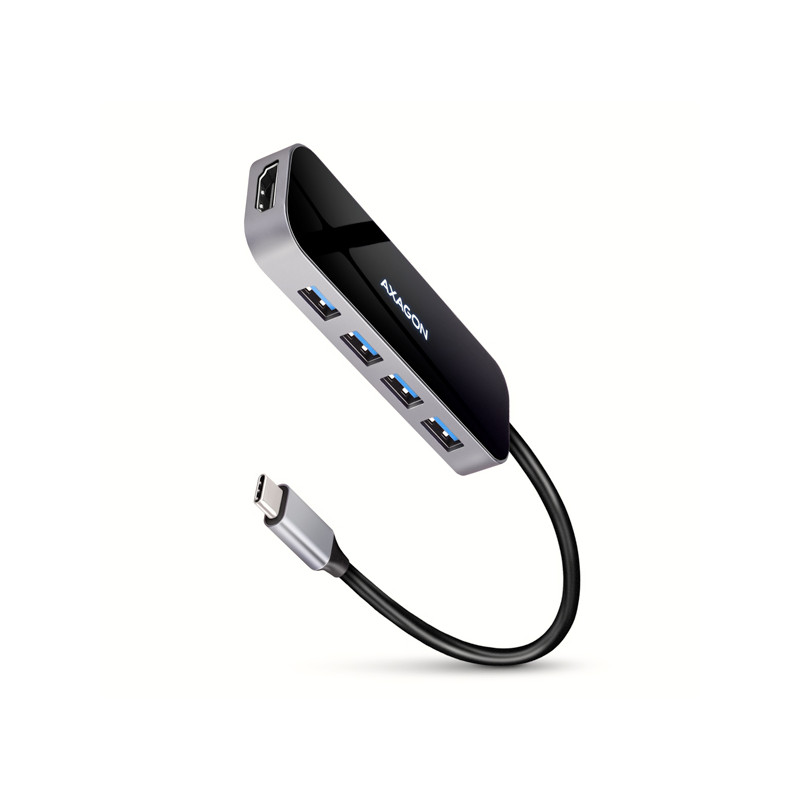 AXAGON HMC-6H4A, USB 3.2 Gen 1 hub, porty 4x USB-A, HDMI 4k/30Hz, PD 100W, kábel USB-C 20cm