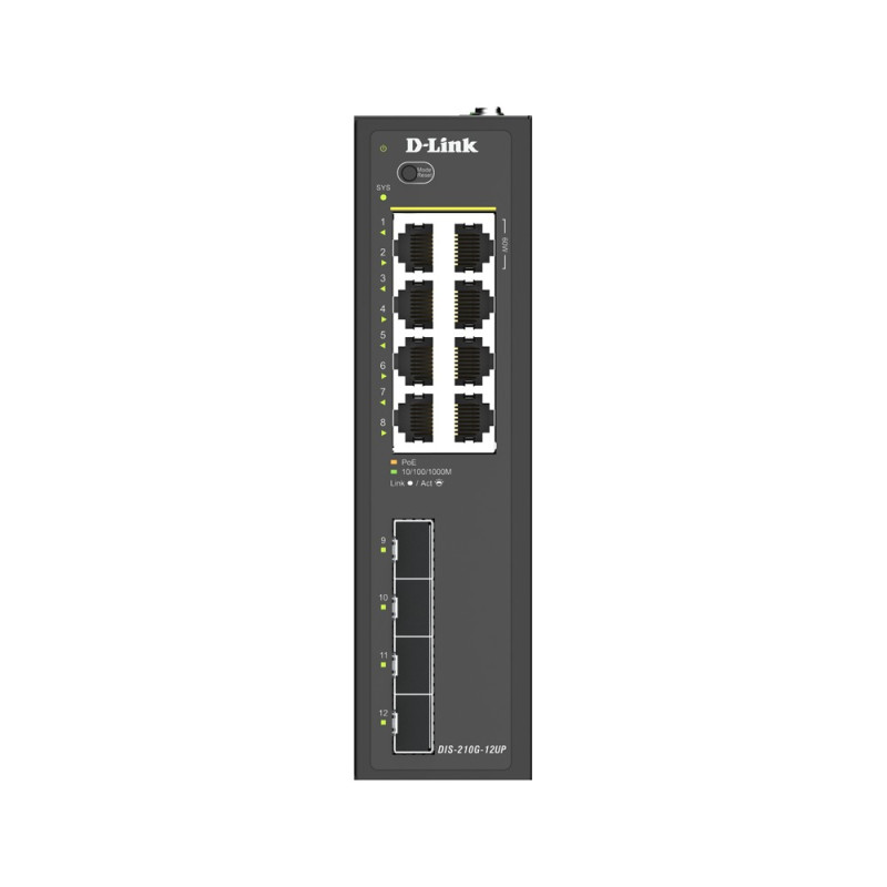 D-Link DIS-210G-12UP 12-Port Gigabit Industrial PoE++ Smart Managed Switch with 4 x SFP Ports