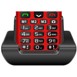 EVOLVEO EasyPhone XR, mobilný telefón pre seniorov s nabíjacím stojanom, červená