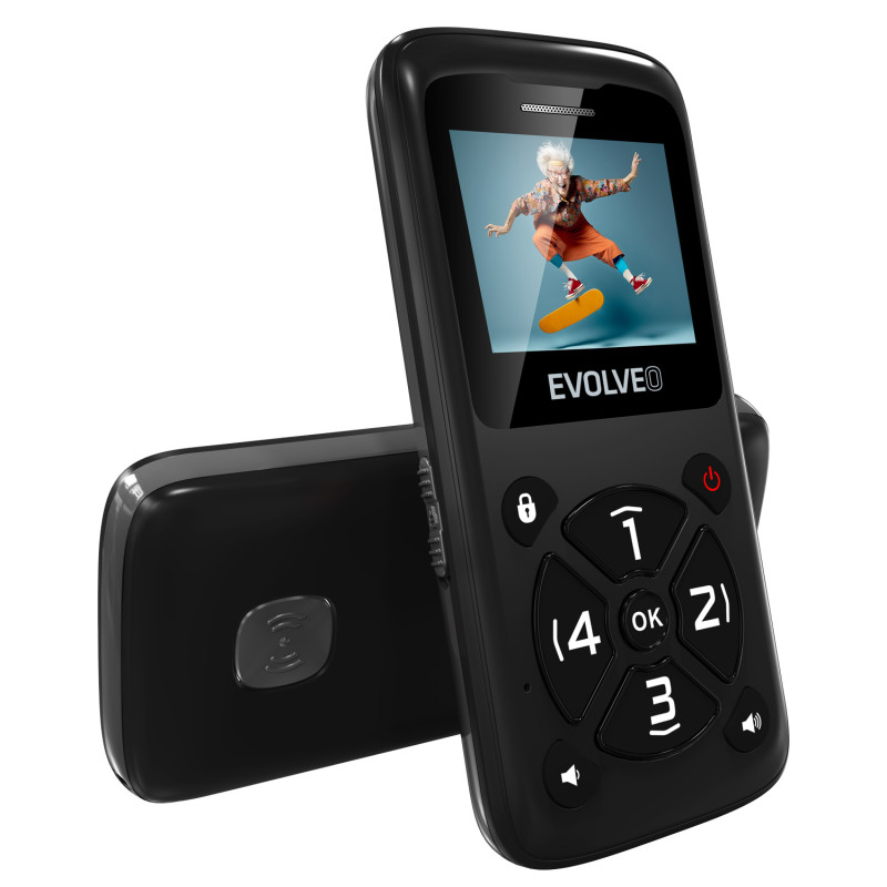 EVOLVEO EasyPhone ID, mobilný telefón pre seniorov, čierna