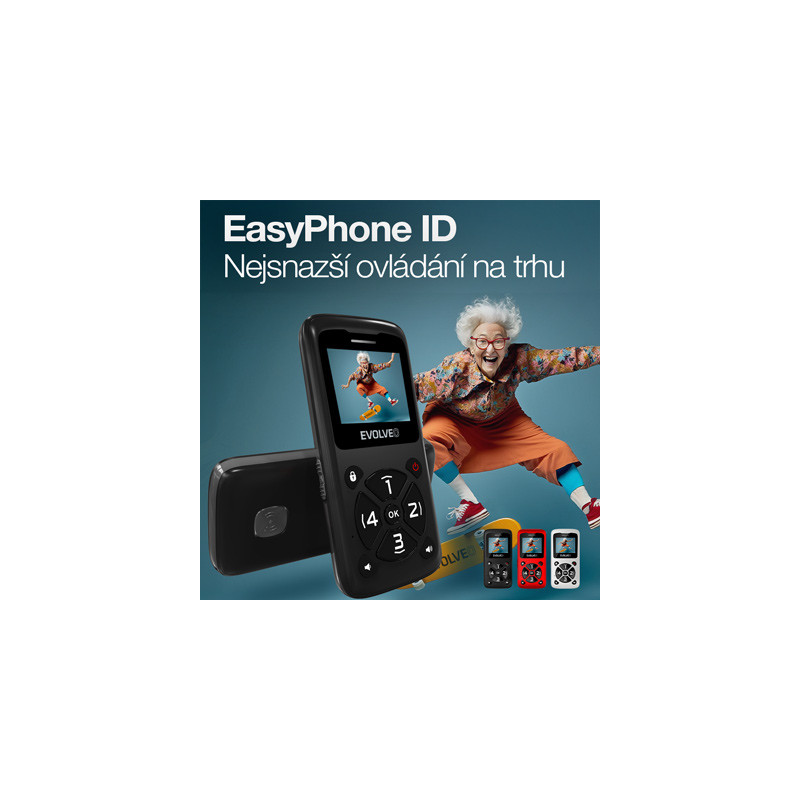 EVOLVEO EasyPhone ID, mobilný telefón pre seniorov, čierna