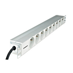 SCHRACK - Napájací panel PDU 19'', 9x ČSN, 1U, kábel 2 m