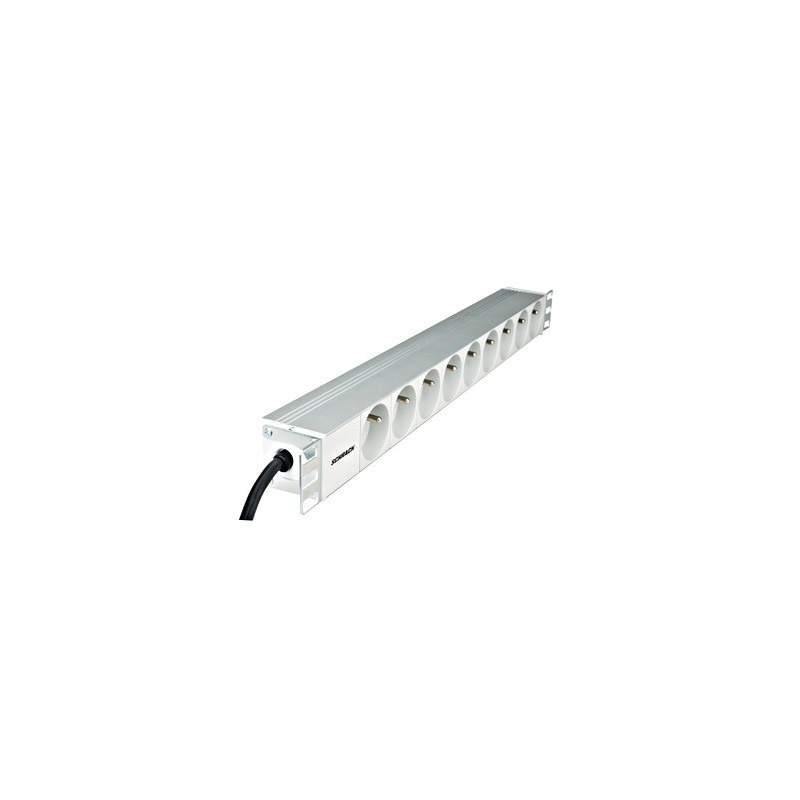SCHRACK - Napájací panel PDU 19'', 9x ČSN, 1U, kábel 2 m