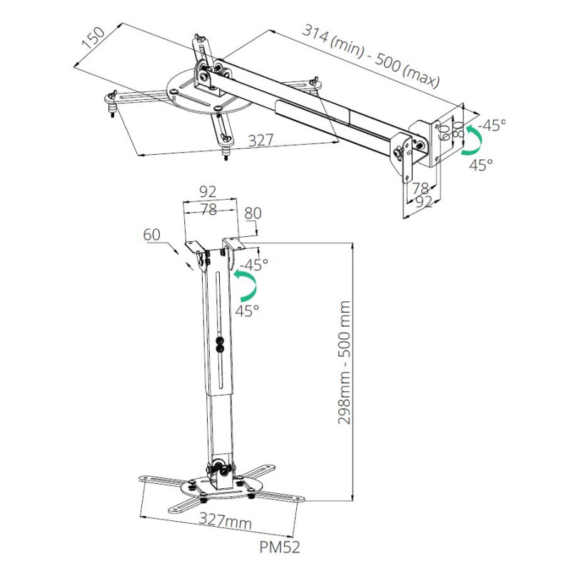 TB TOUCH - TB Projector mount 2in1 TB-M52 ceiling/wall 10kg