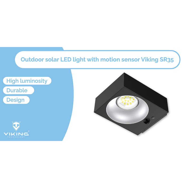 Vonkajšie solárne LED svetlo Viking SR35/Pohybový senzor/1000 lm/IP65/4 režimy/denná biela