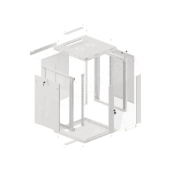 LANBERG 19'' RACKOVÁ SKRIŇA PRO MONTÁŽ NA STENU 15U/600X600 (FLAT PACK) S PRESKLENÝMI DVERAMI ŠEDÁ V2c