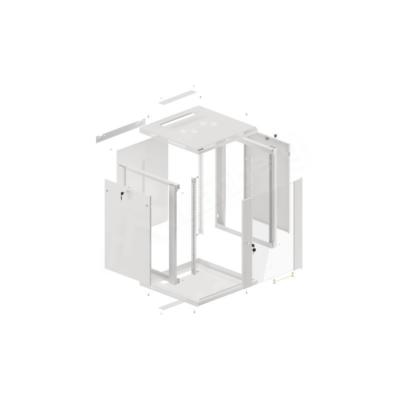 LANBERG 19'' RACKOVÁ SKRIŇA PRO MONTÁŽ NA STENU 15U/600X600 (FLAT PACK) S PRESKLENÝMI DVERAMI ŠEDÁ V2c