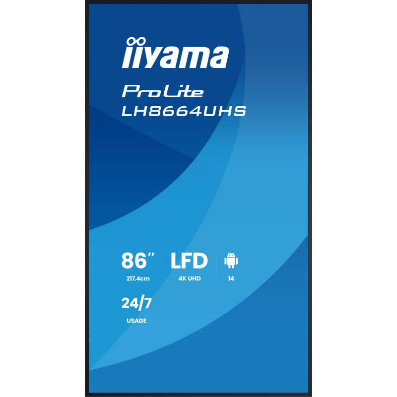 86'' iiyama LH8664UHS-B3AG: IPS, 4K, ANDR 14,24/7