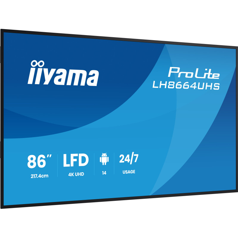 86'' iiyama LH8664UHS-B3AG: IPS, 4K, ANDR 14,24/7